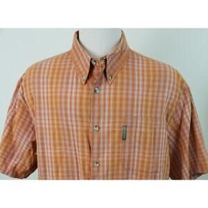 Columbia Sportswear Orange Plaid Button Front Shirt size XL 12921-0405